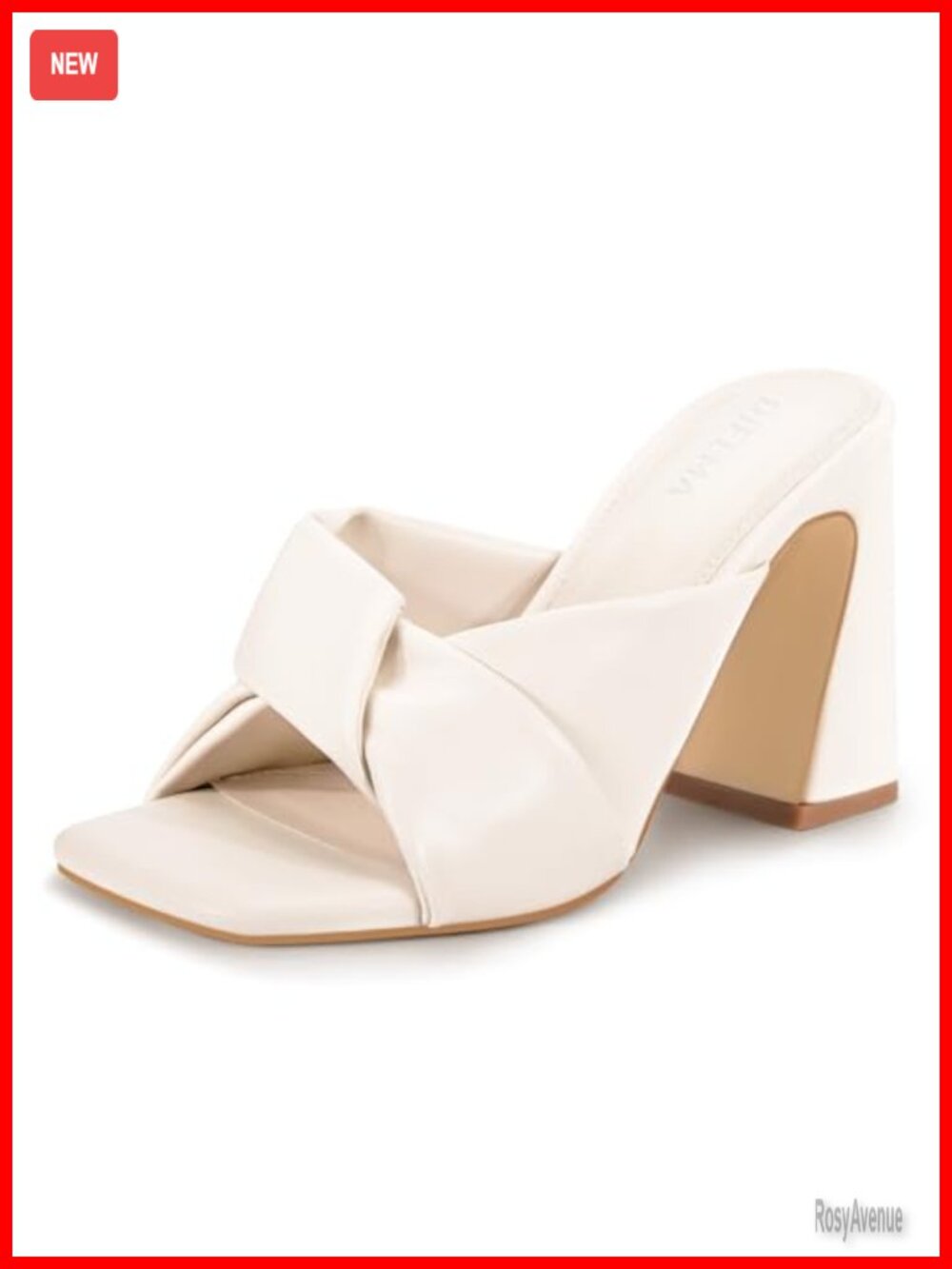 Women's Square Toe Slide Sandals with Chunky 3.5" Block Heel Knot